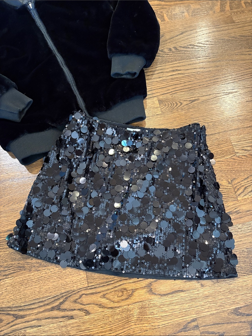 Abercrombie Scarlett Black Mini Skort ultra high rise, Sequin, M